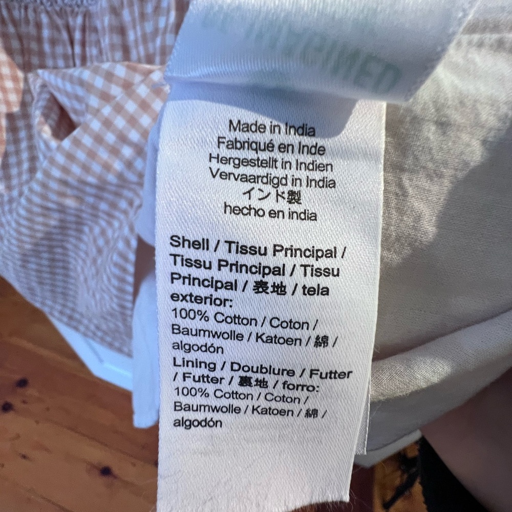 J.Crew‎ Gingham, Puffed Sleeve Cream and Tan Poplin Dress, Small - Picture 10 of 11